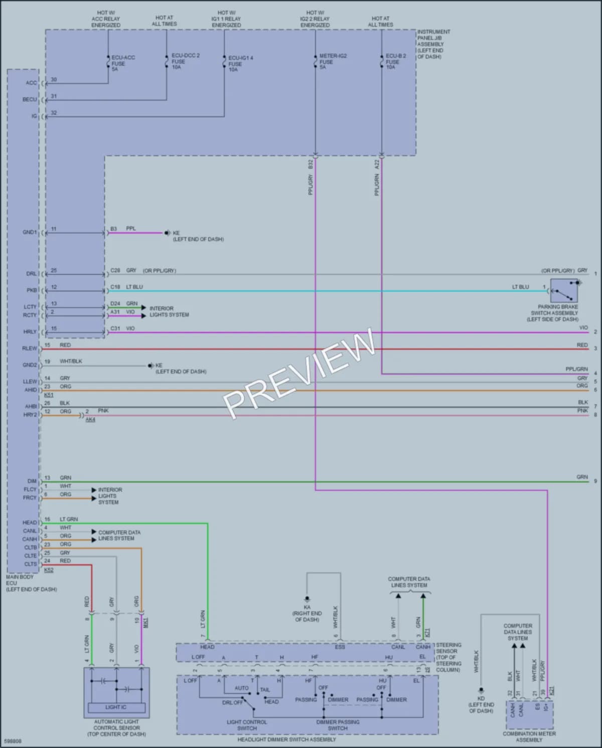 2018 Toyota CamryHybrid Headlights wiring diagram preview