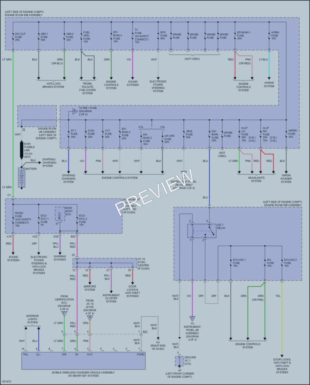 2018 Toyota CamryHybrid Power Distribution wiring diagram preview