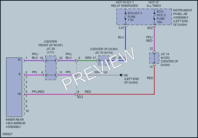 2018 Toyota CamryHybrid Power Mirrors wiring diagram preview