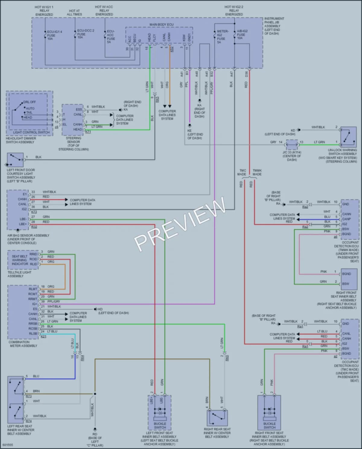 2018 Toyota CamryHybrid Warning Systems wiring diagram preview