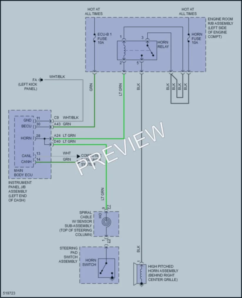 2018 Toyota CorollaiM Horn wiring diagram preview