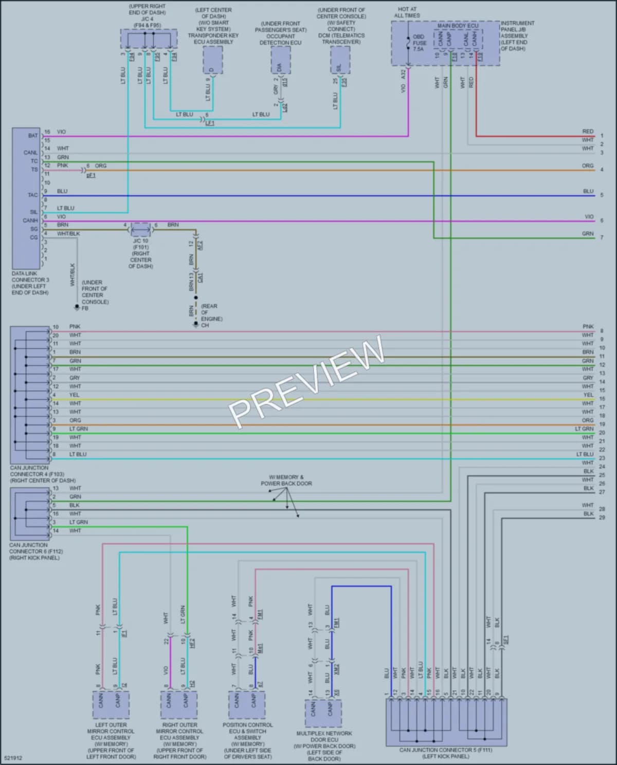 2018 Toyota Highlander Computer Data Lines wiring diagram preview