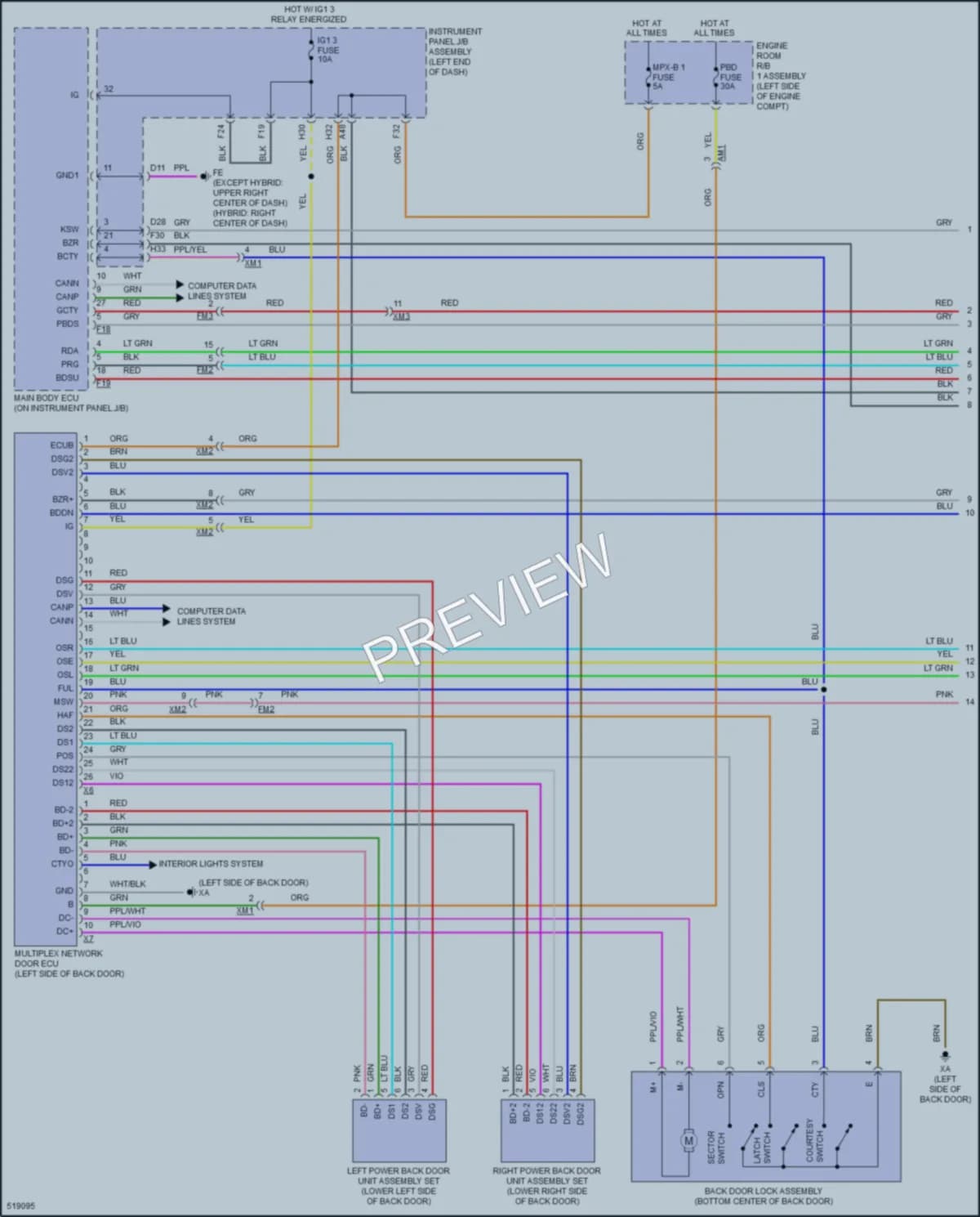 2018 Toyota Highlander Trunk Tailgate Fuel Door wiring diagram preview