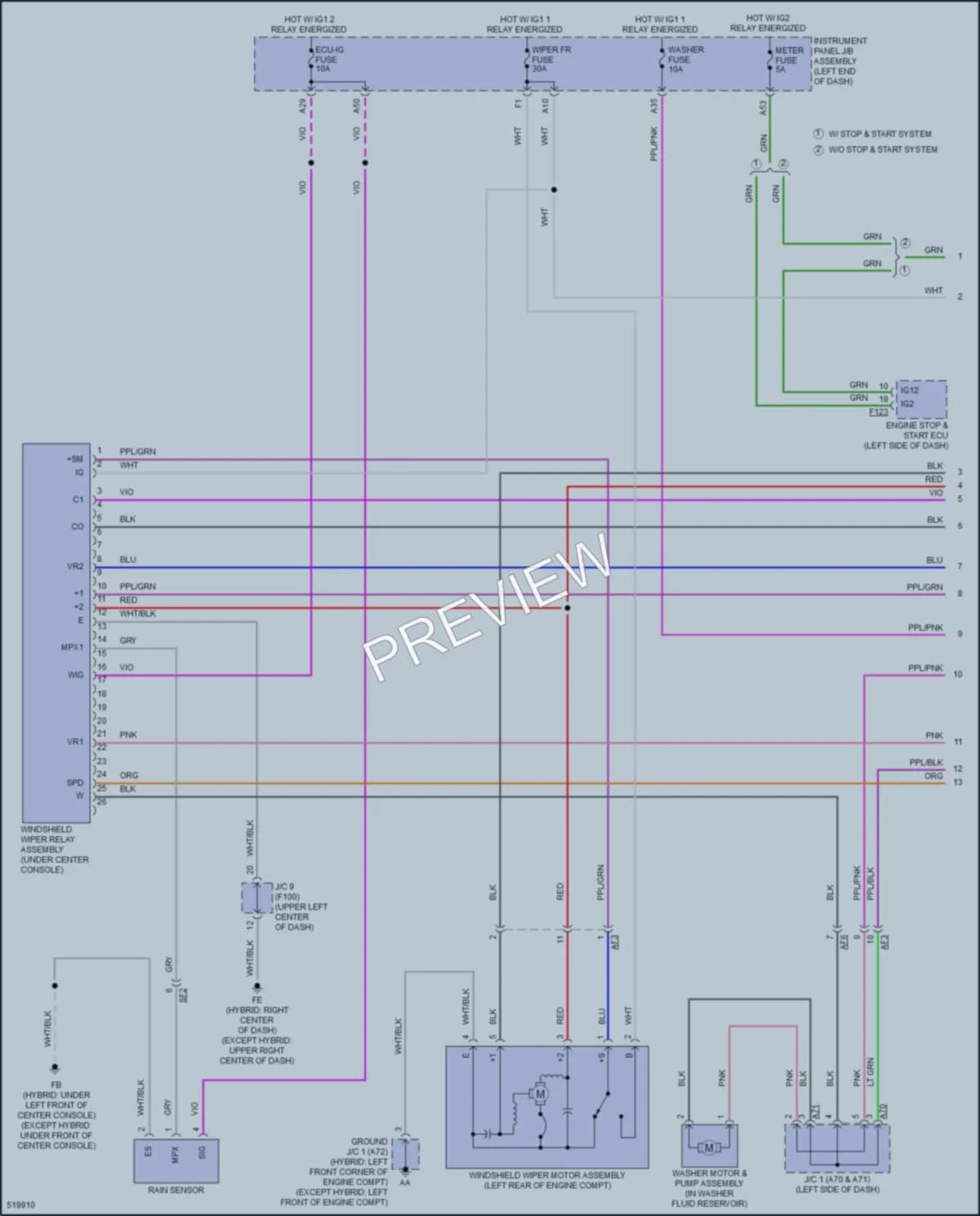2018 Toyota HighlanderHybrid Wiper Washer wiring diagram preview
