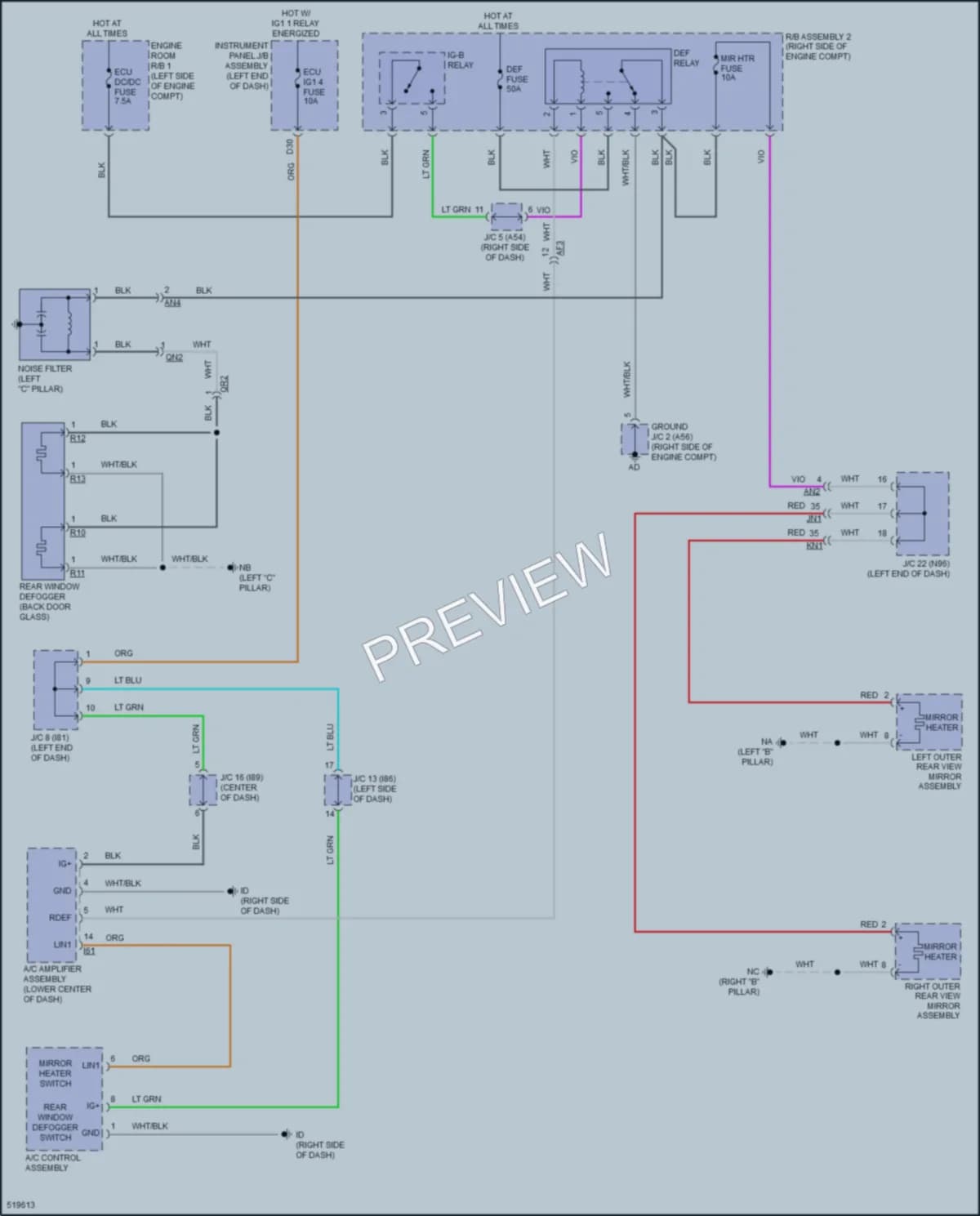 2018 Toyota PriusPrime Defoggers wiring diagram preview