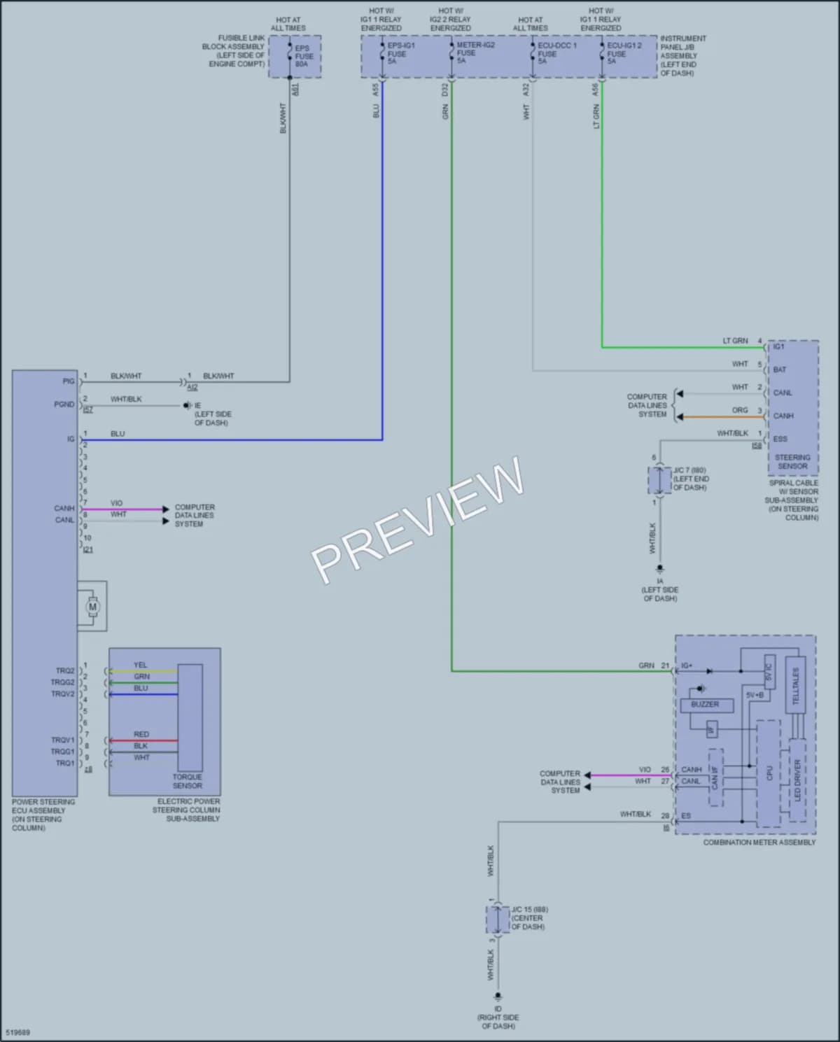 2018 Toyota PriusPrime Electronic Power Steering wiring diagram preview