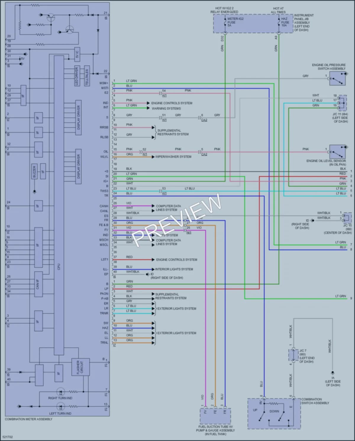 2018 Toyota PriusPrime Instrument Cluster wiring diagram preview