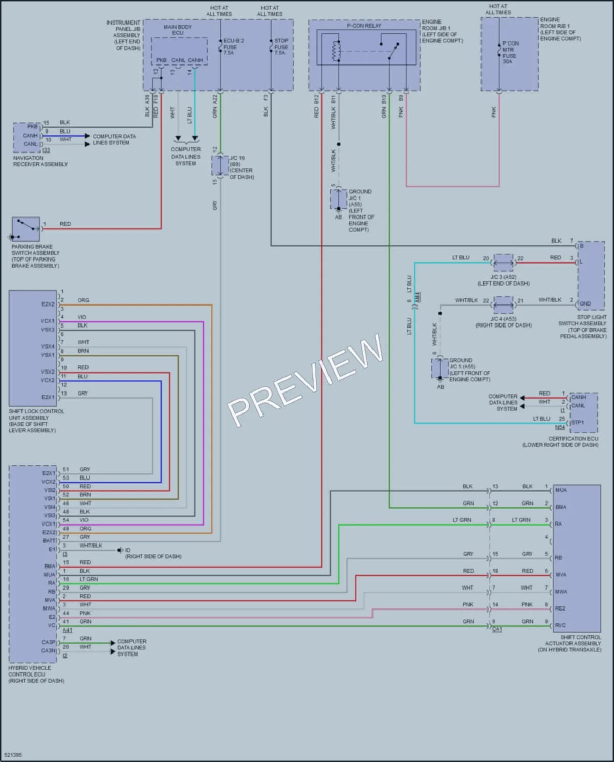 2018 Toyota PriusPrime Shift Interlock wiring diagram preview