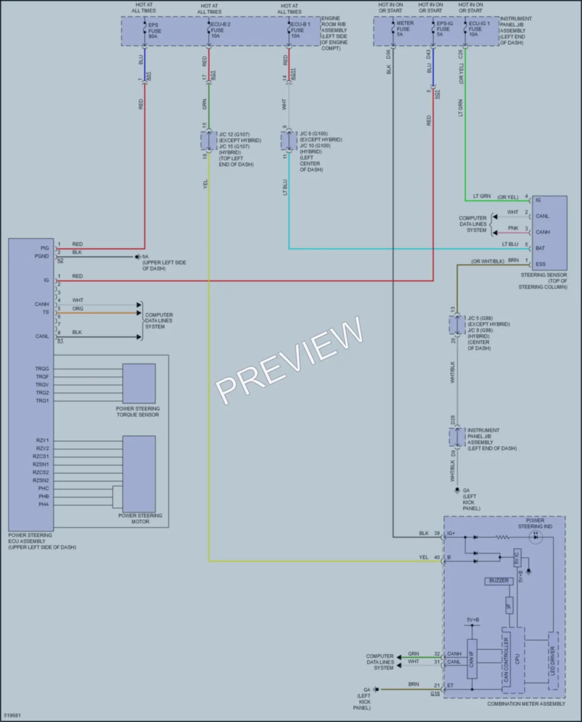 2018 Toyota RAV4 Electronic Power Steering wiring diagram preview
