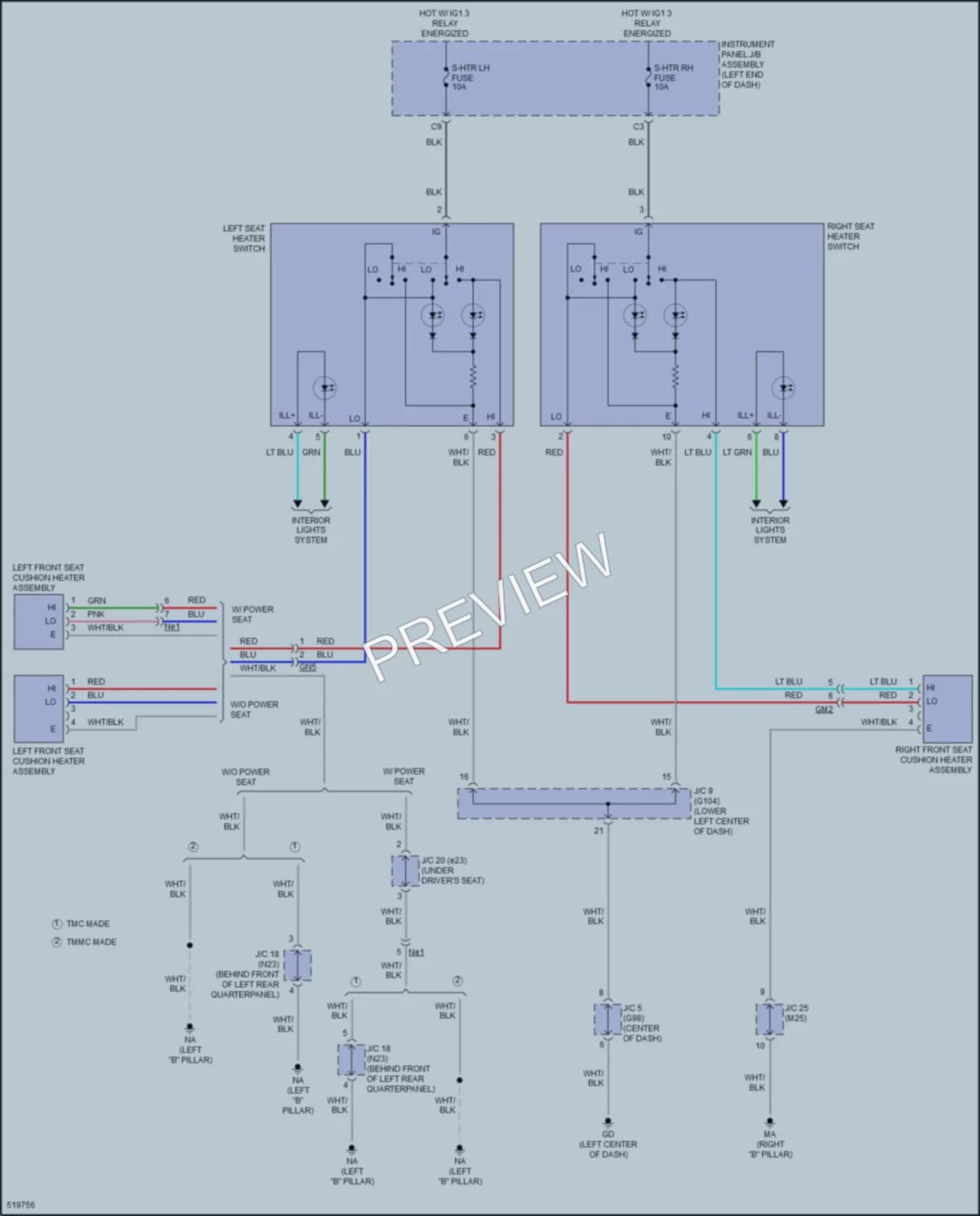 2018 Toyota RAV4 Power Seats wiring diagram preview