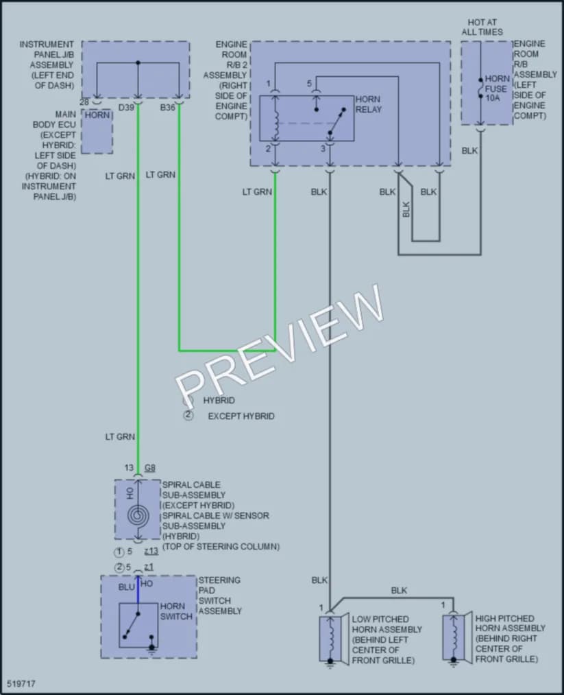 2018 Toyota RAV4Hybrid Horn wiring diagram preview