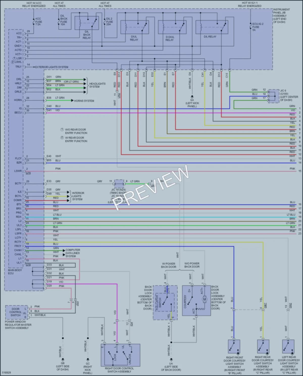 2018 Toyota RAV4Hybrid Power Door Locks wiring diagram preview