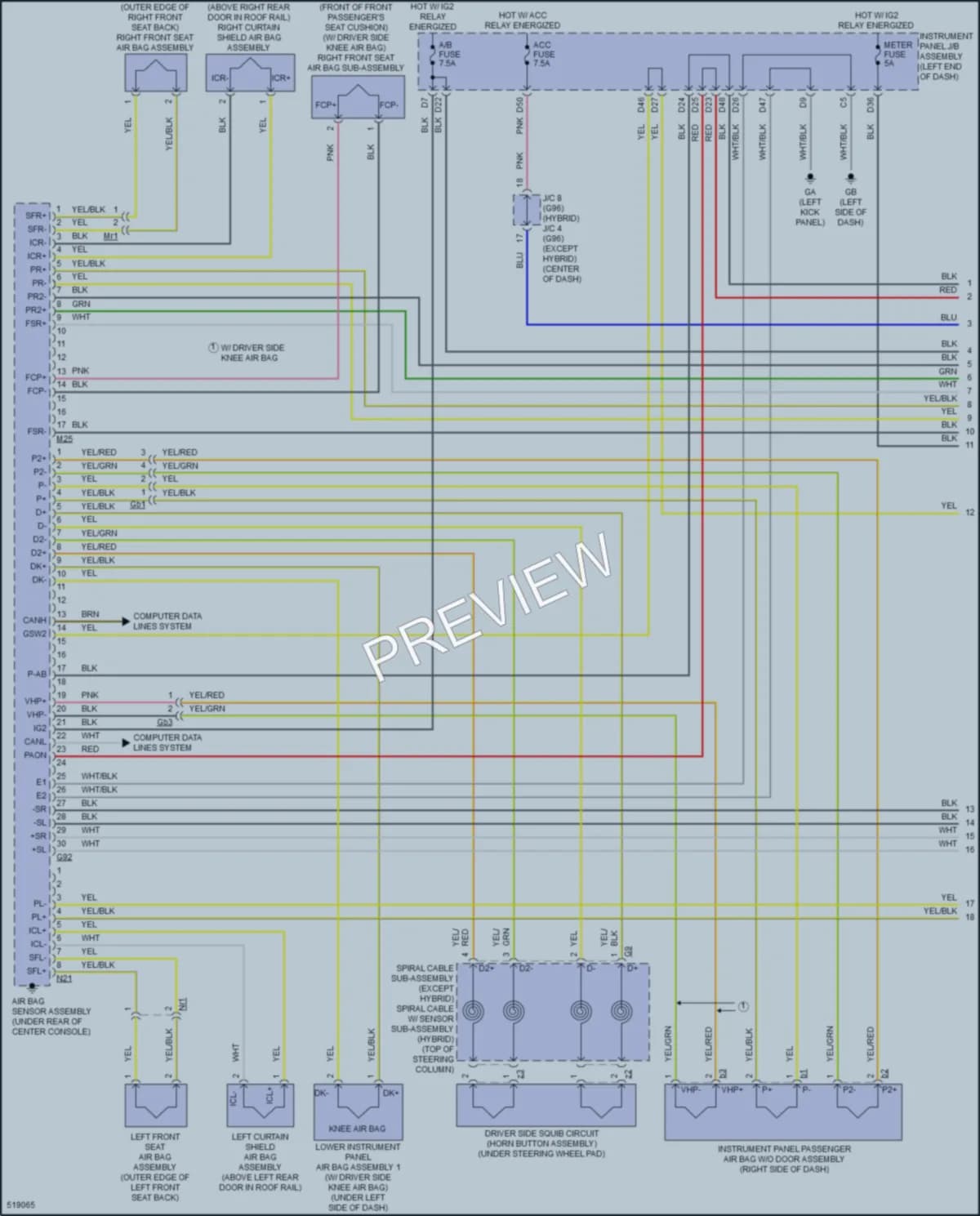 2018 Toyota RAV4Hybrid Supplemental Restraints wiring diagram preview