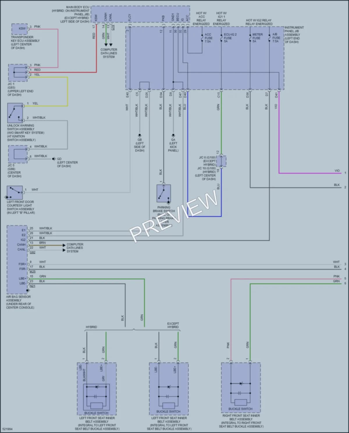 2018 Toyota RAV4Hybrid Warning Systems wiring diagram preview