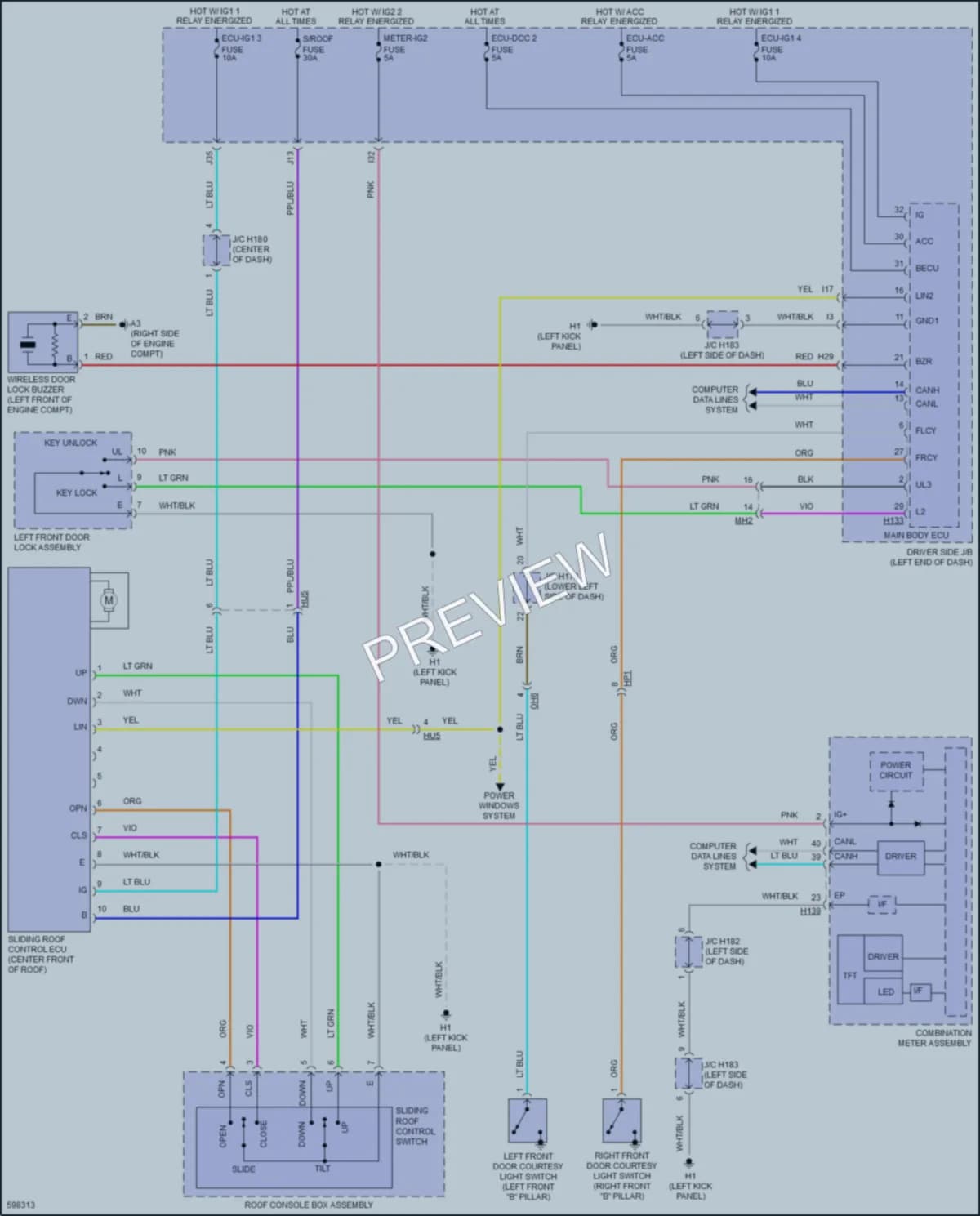 2018 Toyota Sequoia Power Top Sunroof wiring diagram preview