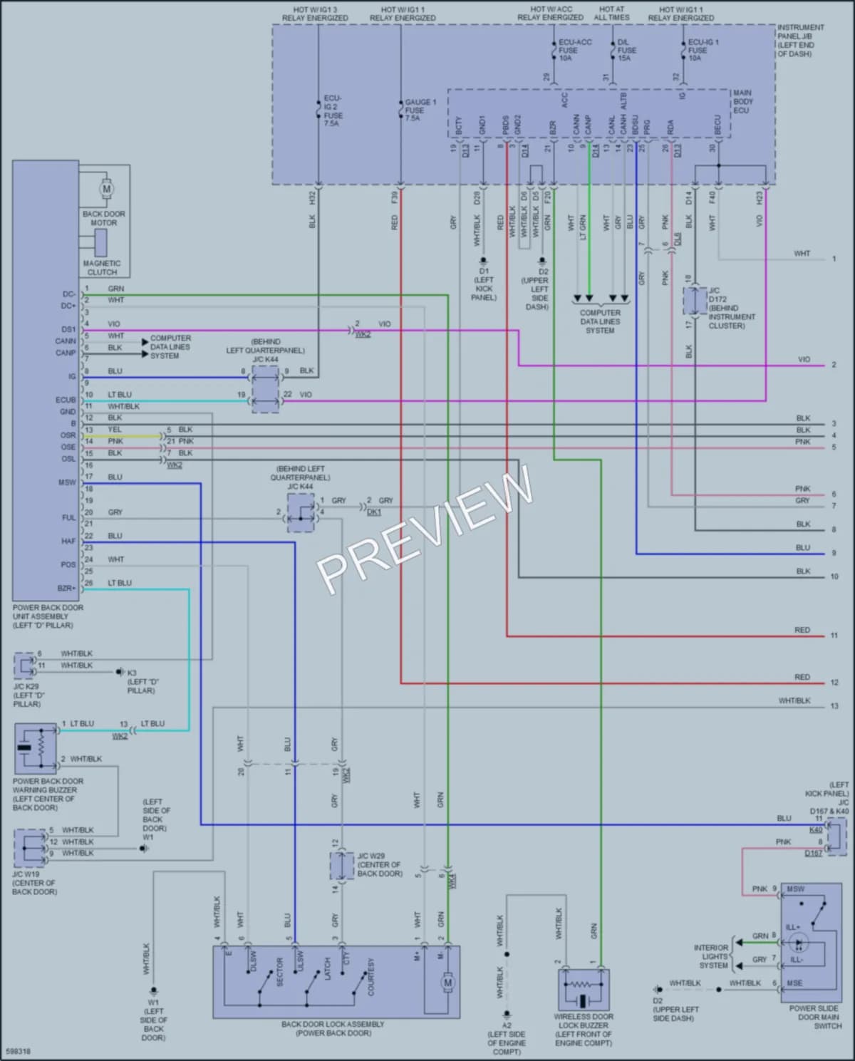2018 Toyota Sienna Trunk Tailgate Fuel Door wiring diagram preview
