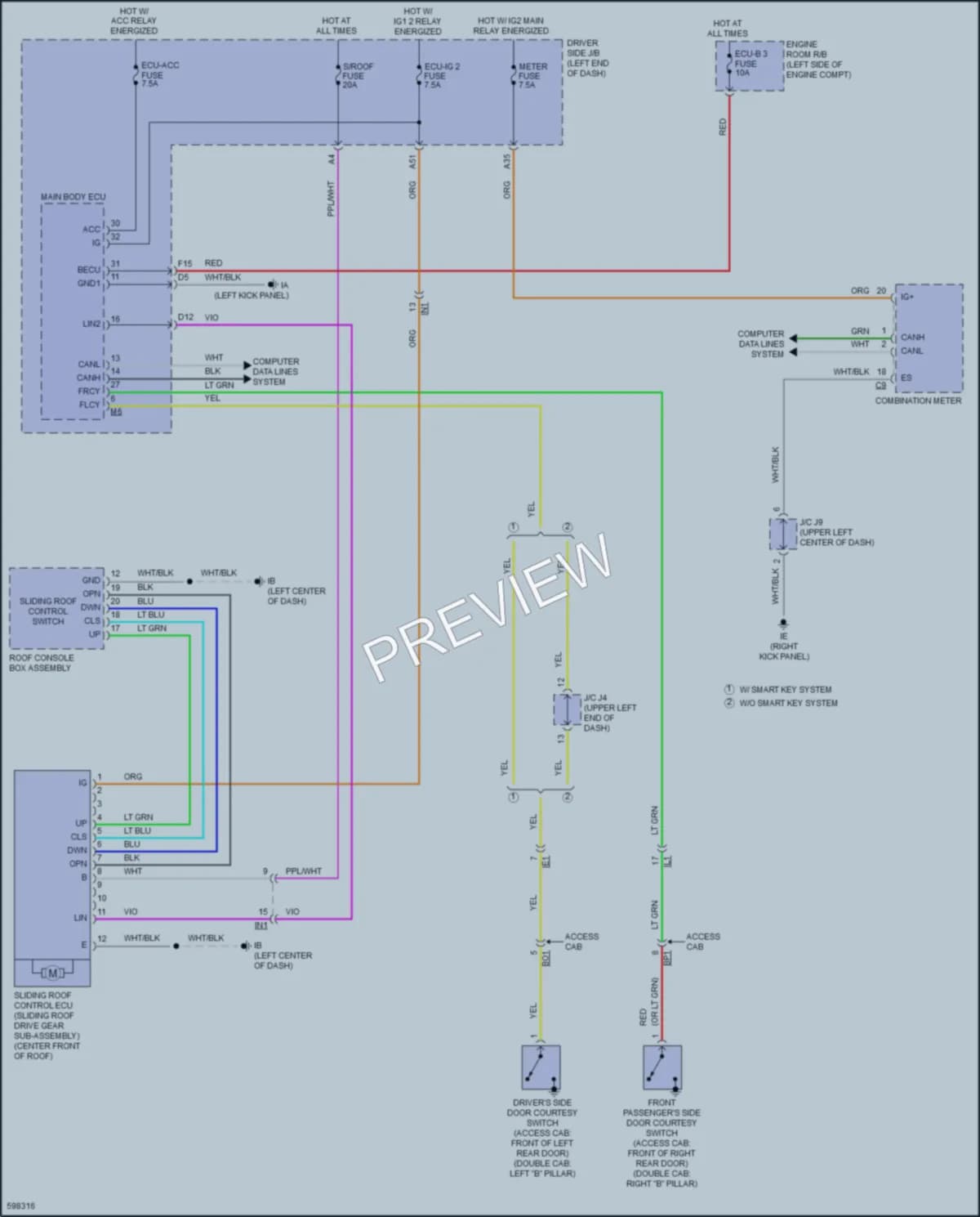 2018 Toyota Tacoma Power Top Sunroof wiring diagram preview