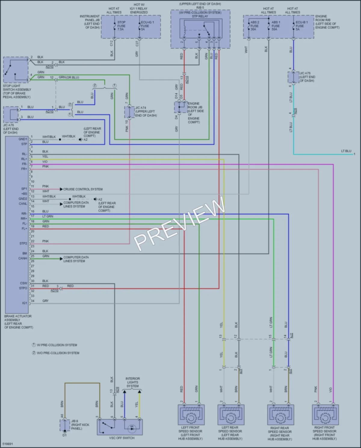 2018 Toyota Yaris Anti Lock Brakes wiring diagram preview