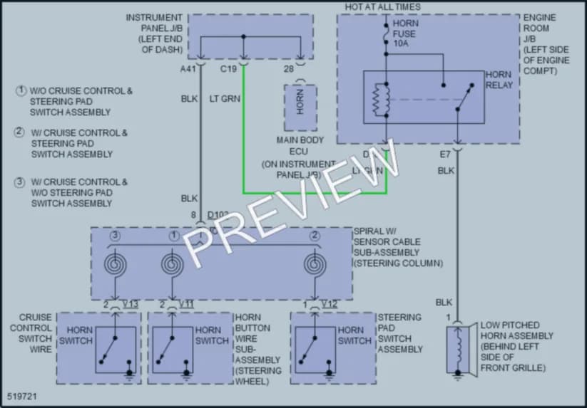 2018 Toyota Yaris Horn wiring diagram preview