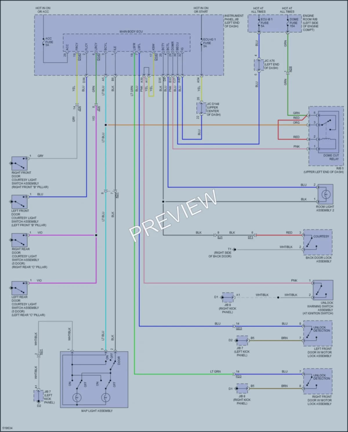 2018 Toyota Yaris Interior Lights wiring diagram preview