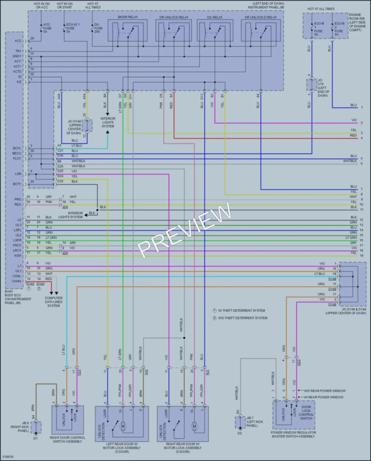 2018 Toyota Yaris Power Door Locks wiring diagram preview