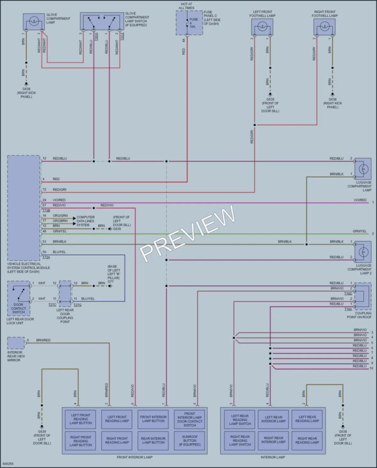 2018 Volkswagen Atlas Interior Lights wiring diagram preview