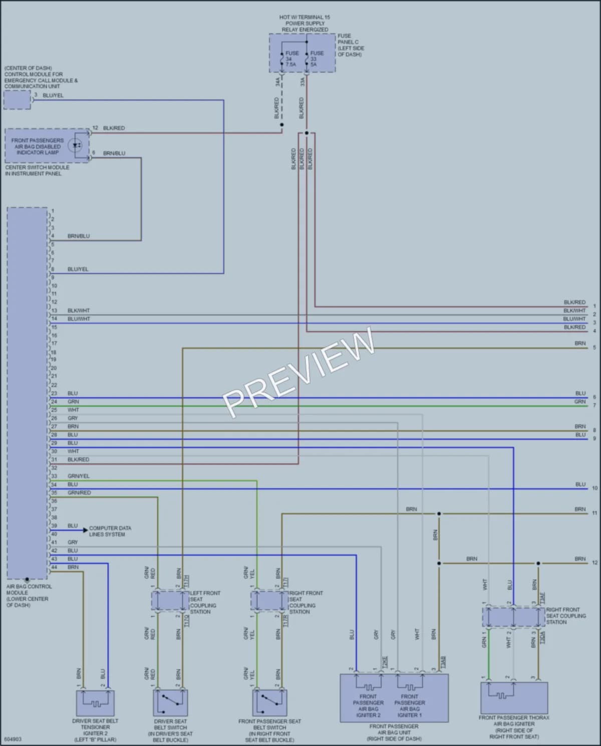 2018 Volkswagen Atlas Supplemental Restraints wiring diagram preview