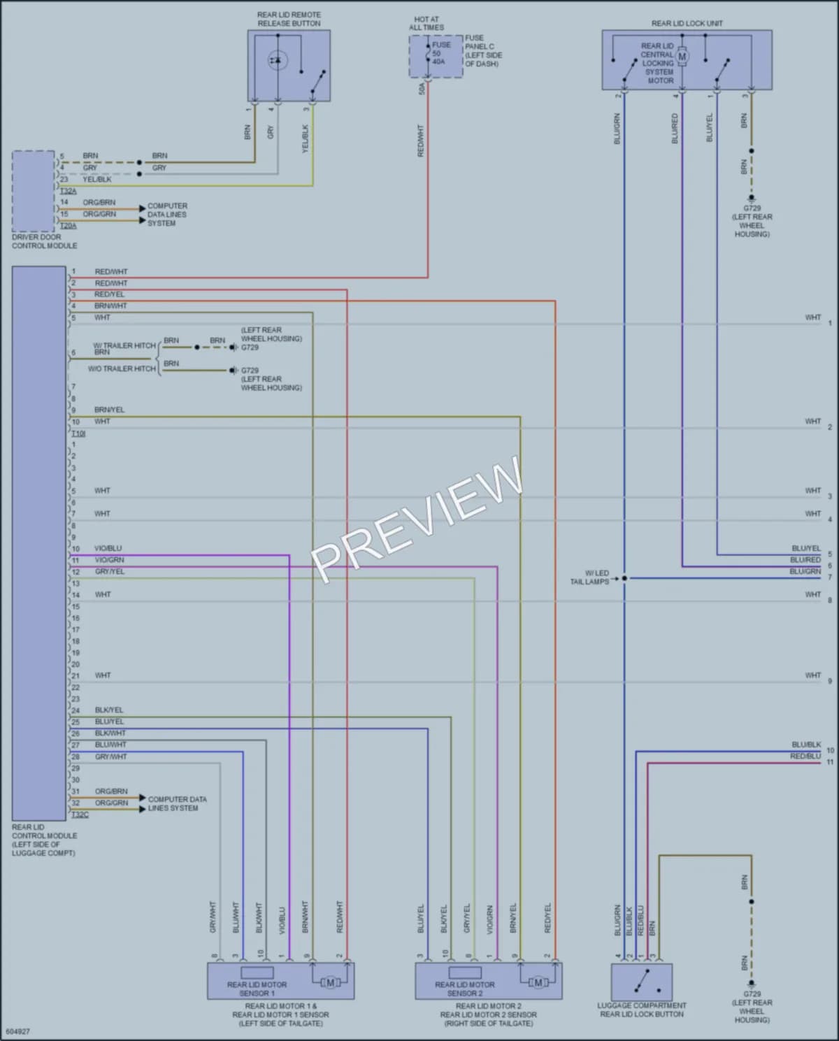 2018 Volkswagen Atlas Trunk Tailgate Fuel Door wiring diagram preview