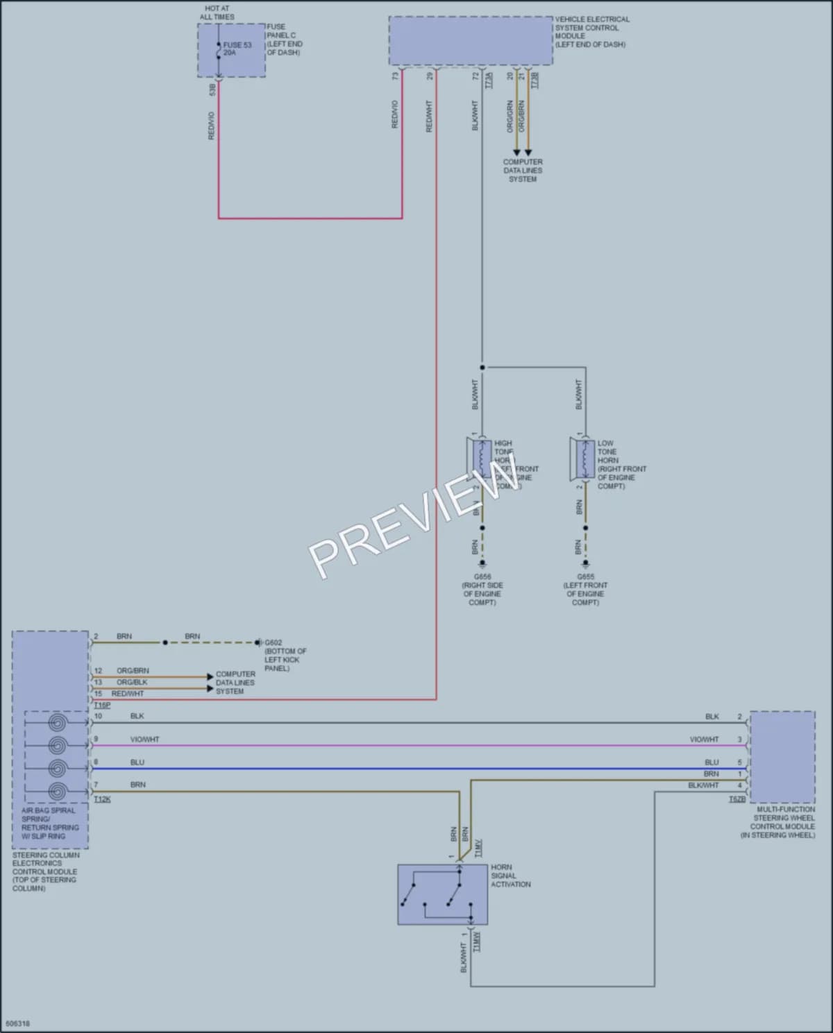 2018 Volkswagen Beetle Horn wiring diagram preview