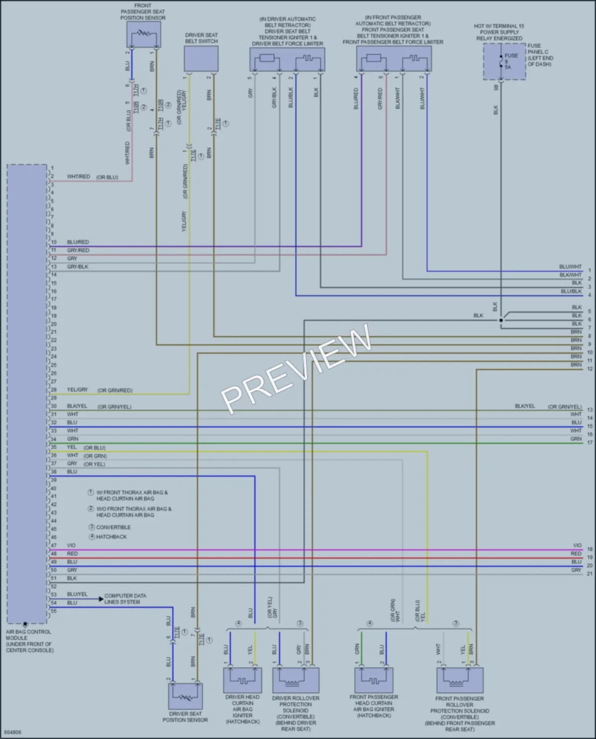 2018 Volkswagen Beetle Supplemental Restraints wiring diagram preview
