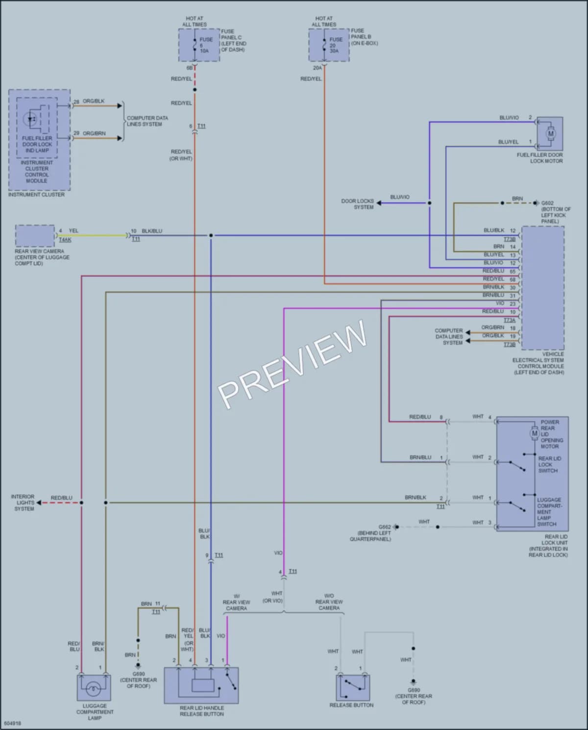 2018 Volkswagen Beetle Trunk Tailgate Fuel Door wiring diagram preview