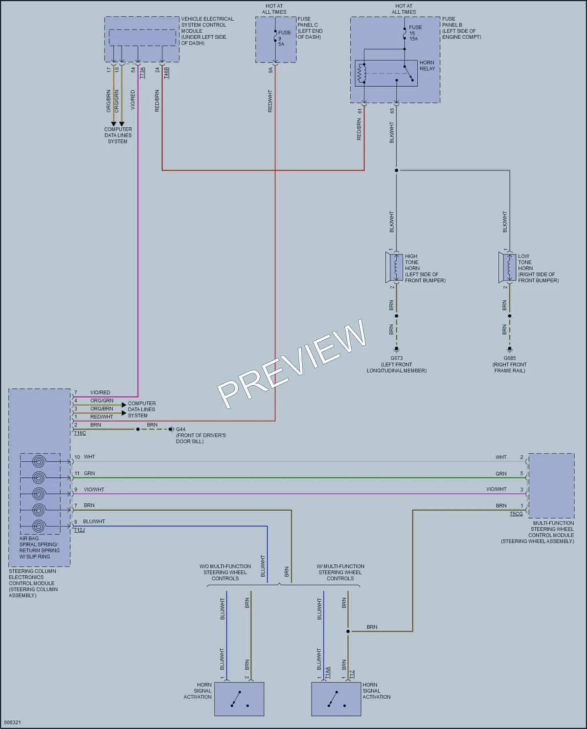 2018 Volkswagen GolfAlltrack Horn wiring diagram preview