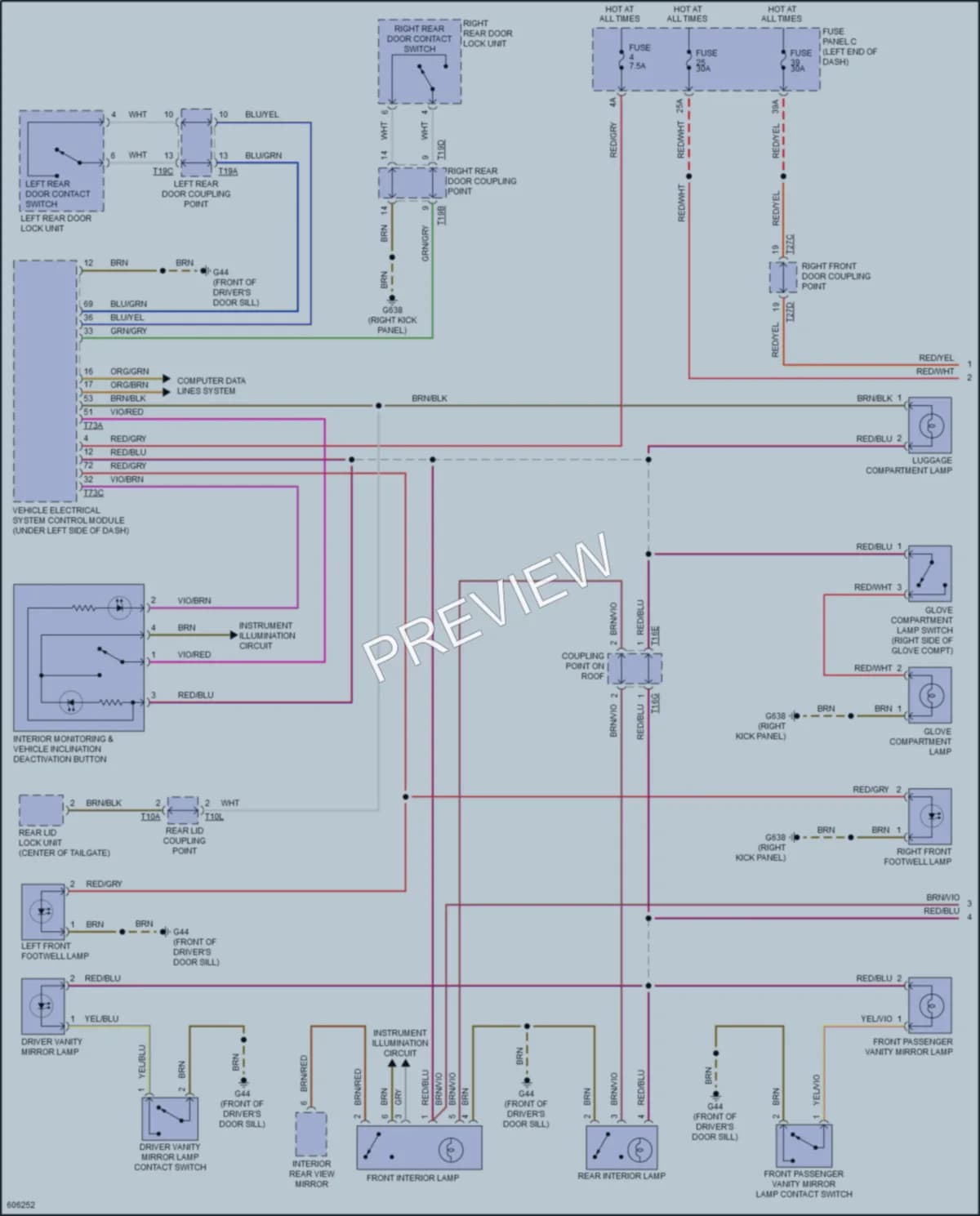 2018 Volkswagen GolfAlltrack Interior Lights wiring diagram preview