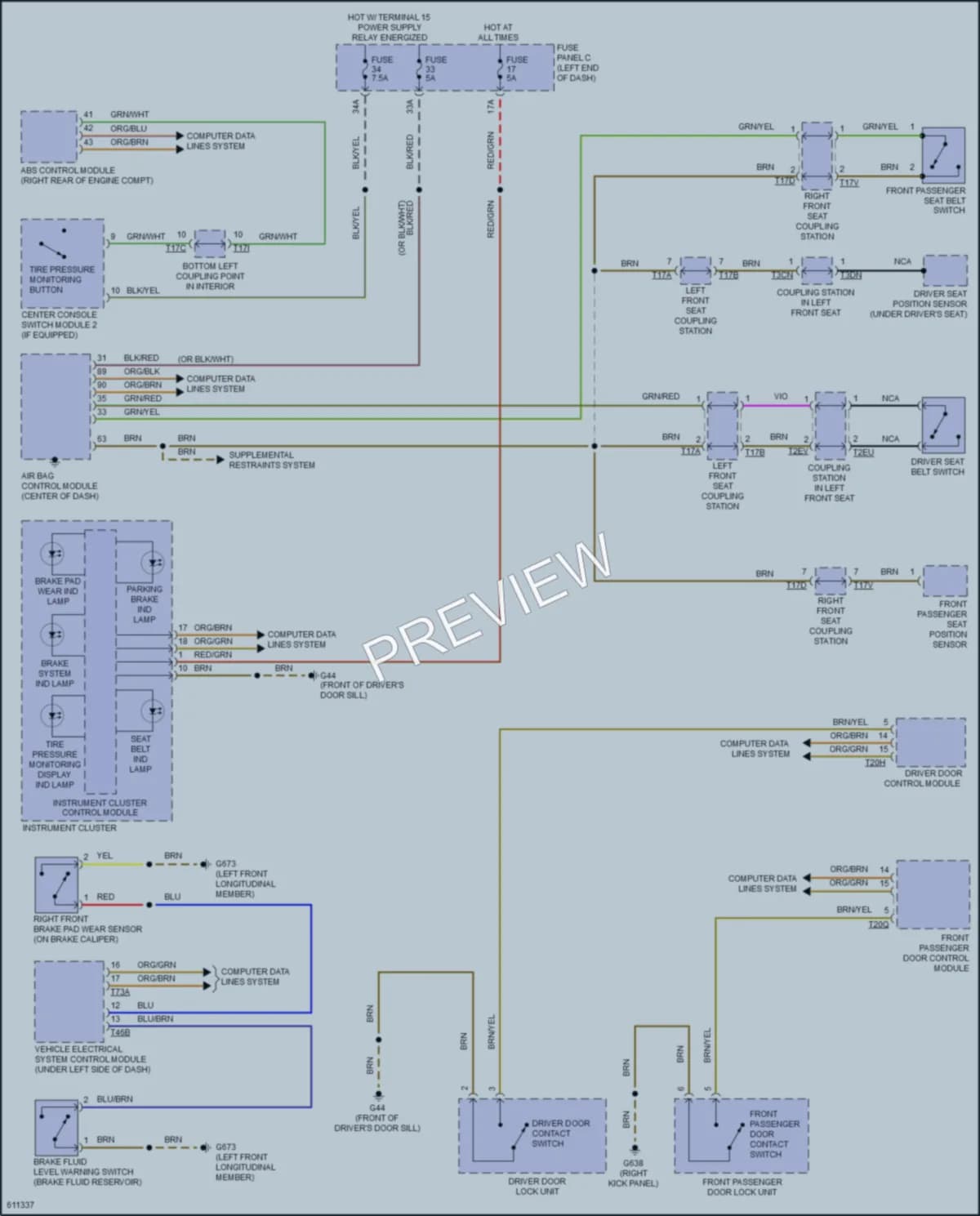 2018 Volkswagen GolfAlltrack Warning Systems wiring diagram preview