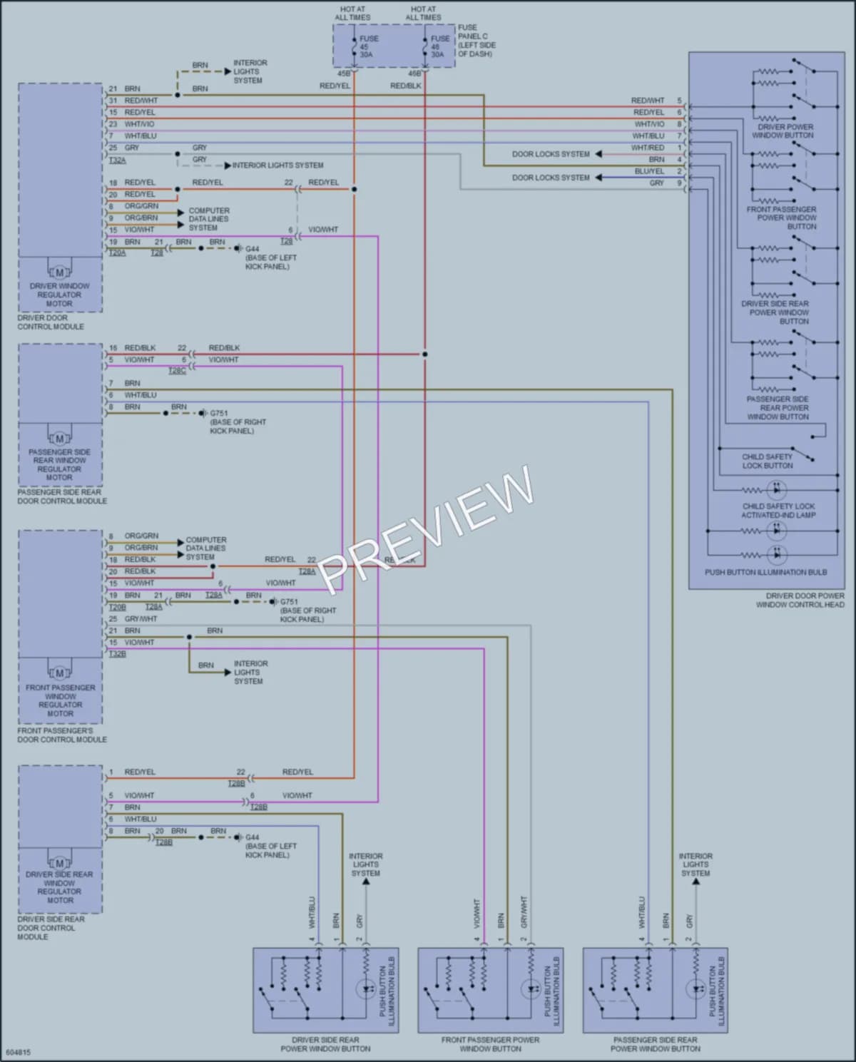 2018 Volkswagen Passat Power Windows wiring diagram preview