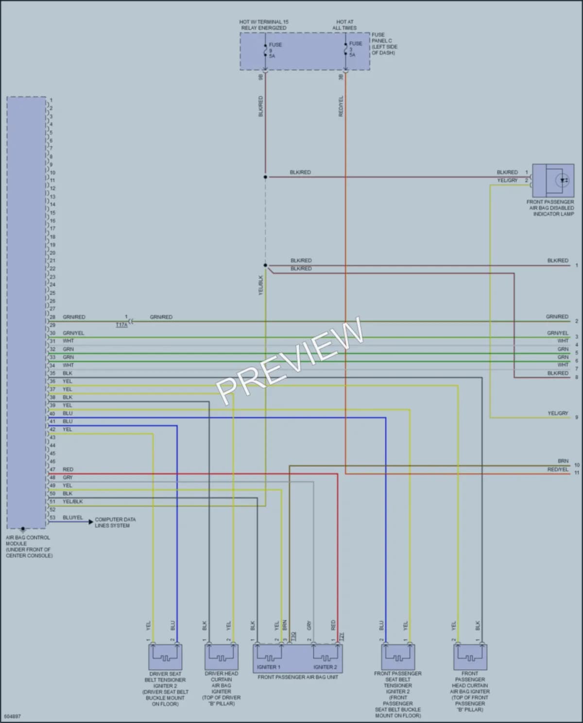 2018 Volkswagen Passat Supplemental Restraints wiring diagram preview
