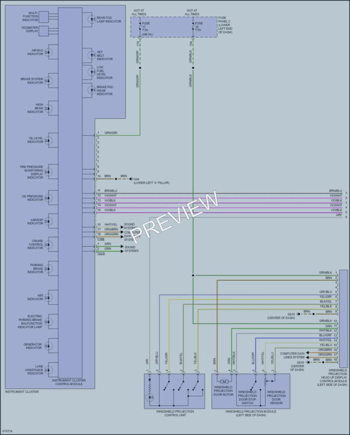 2018 Volkswagen Tiguan Instrument Cluster wiring diagram preview