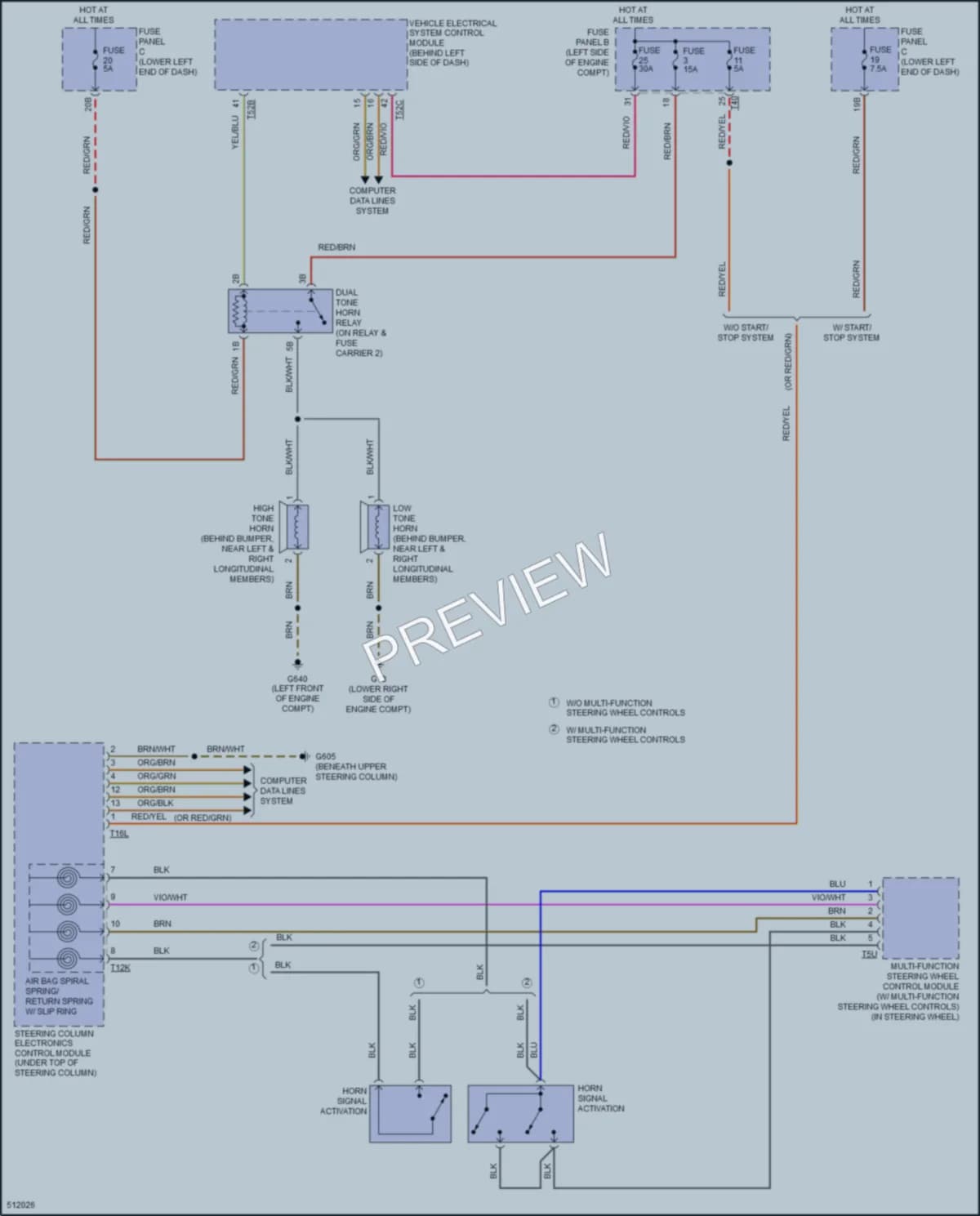 2018 Volkswagen TiguanLimited Horn wiring diagram preview