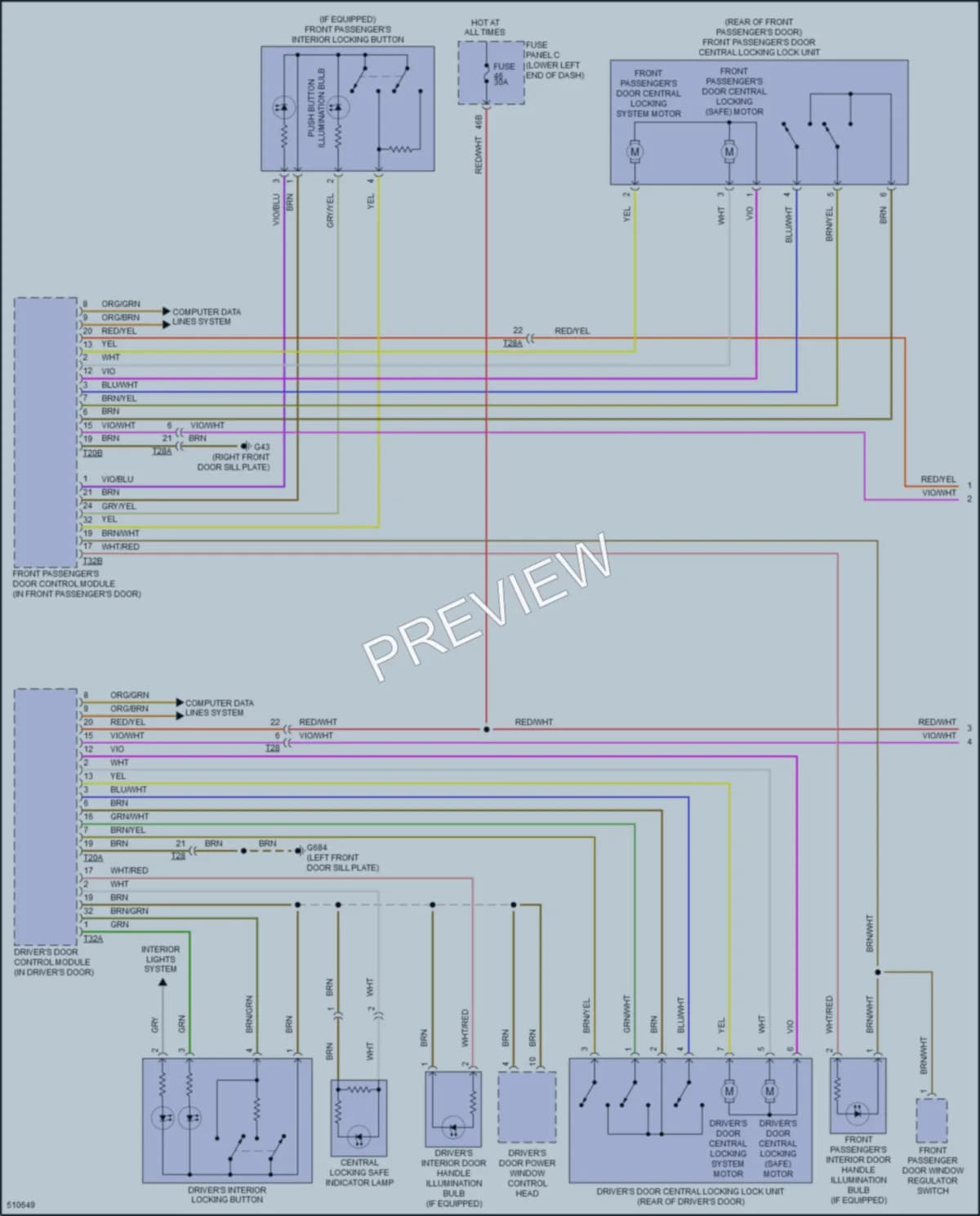 2018 Volkswagen TiguanLimited Power Door Locks wiring diagram preview