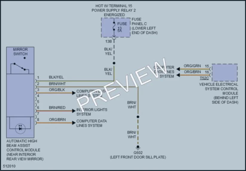 2018 Volkswagen TiguanLimited Power Mirrors wiring diagram preview