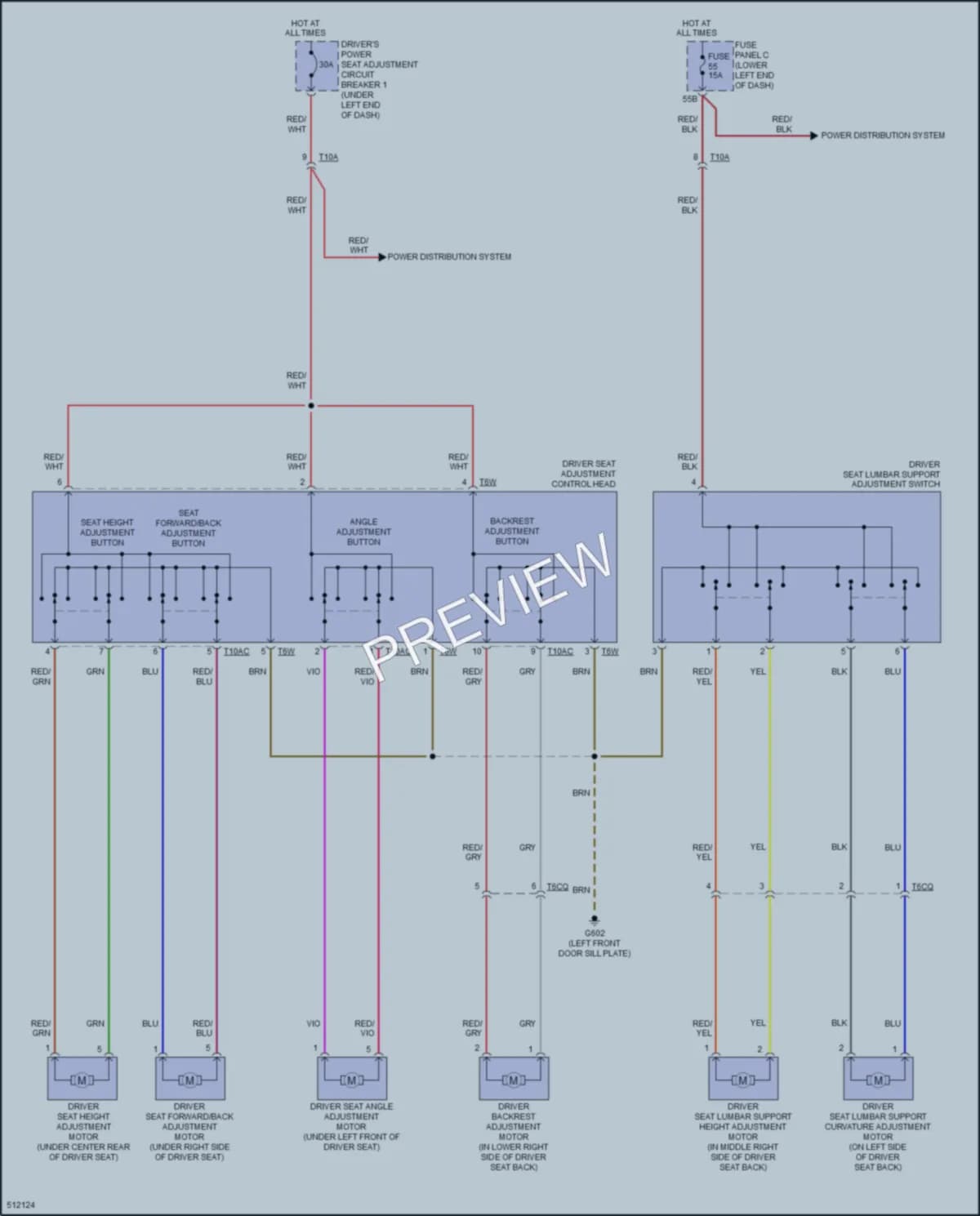 2018 Volkswagen TiguanLimited Power Seats wiring diagram preview