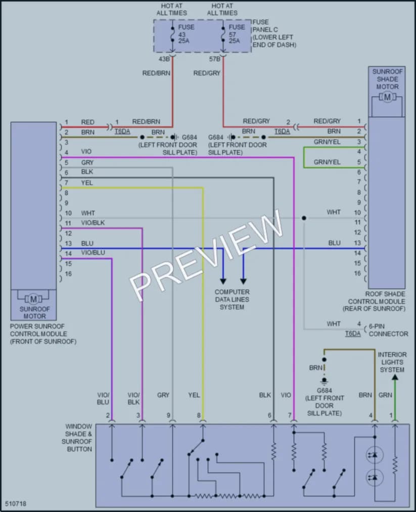 2018 Volkswagen TiguanLimited Power Top Sunroof wiring diagram preview