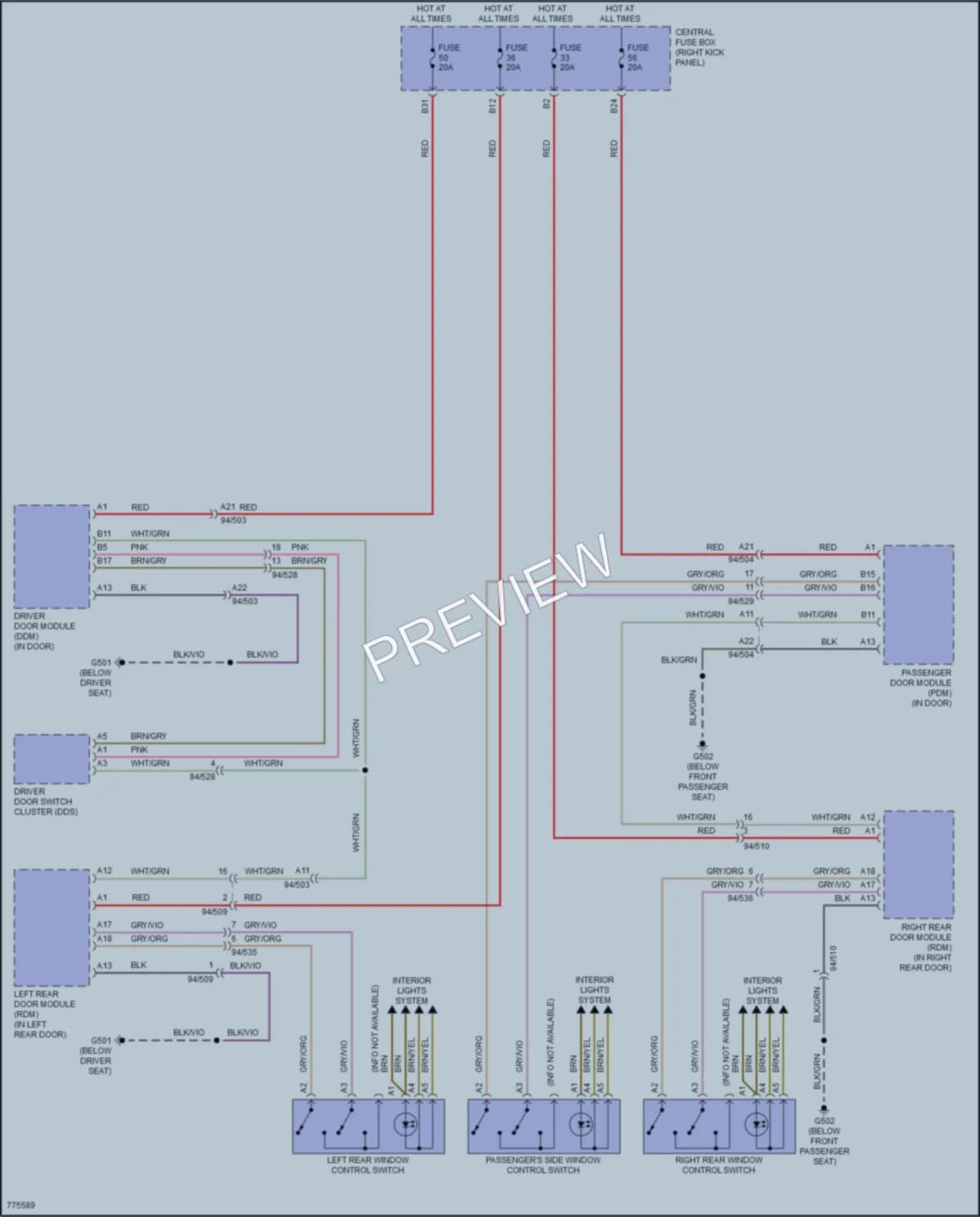 2018 Volvo XC90PlugIn Power Windows wiring diagram preview