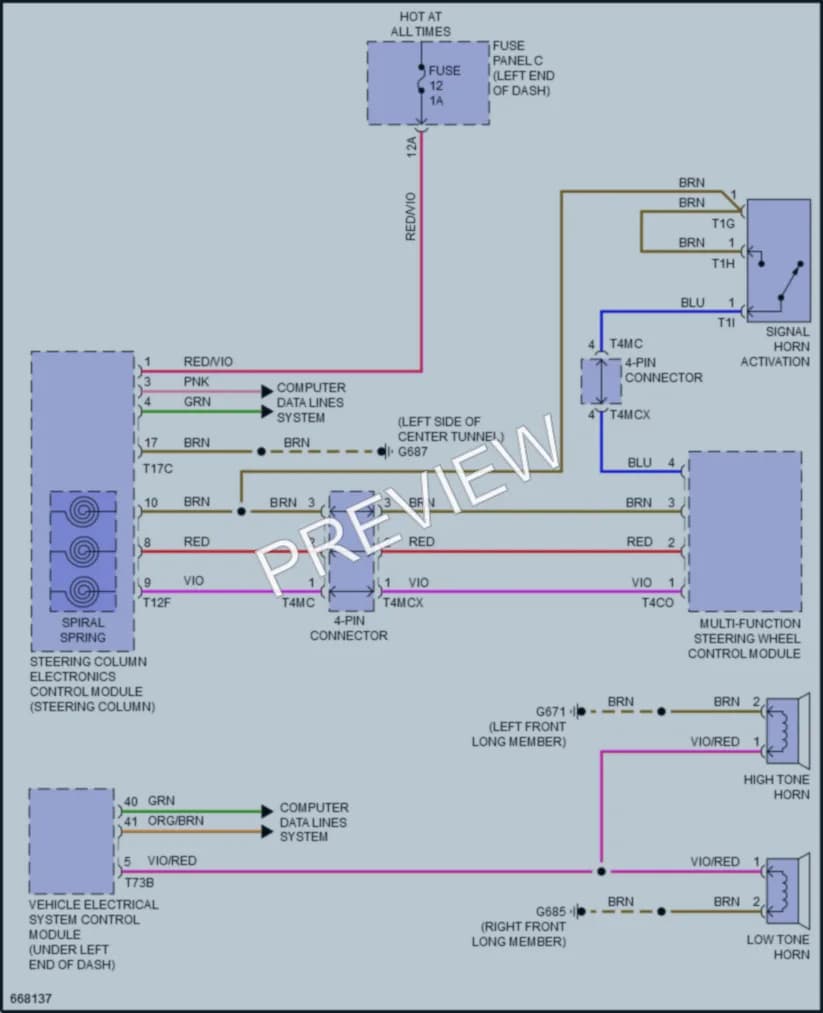 2019 Audi A4 Horn wiring diagram preview