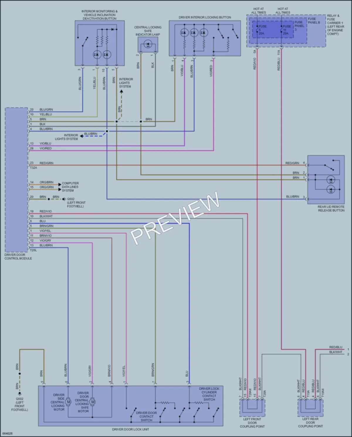 2019 Audi A4 Power Door Locks wiring diagram preview