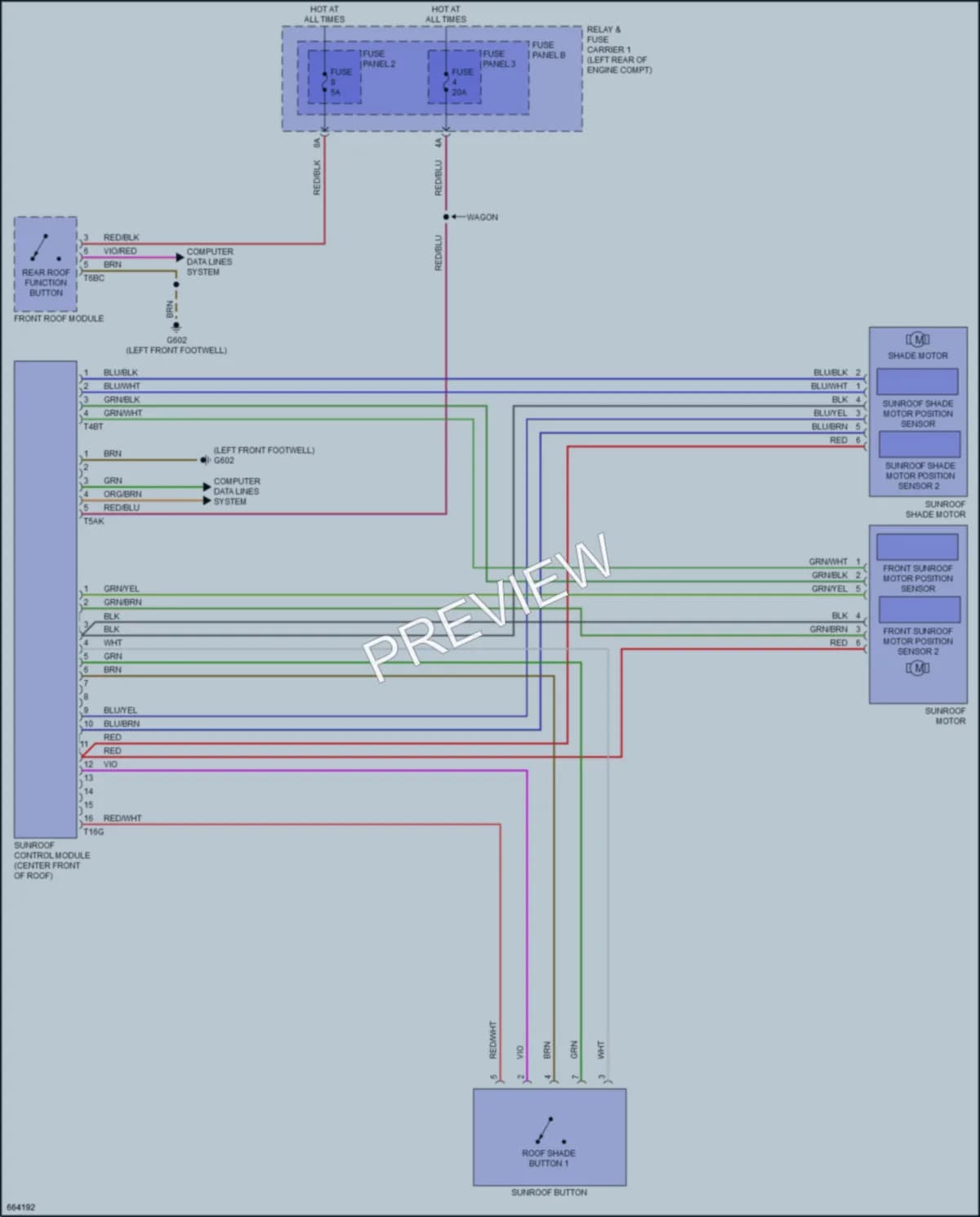 2019 Audi A4allroad Power Top Sunroof wiring diagram preview