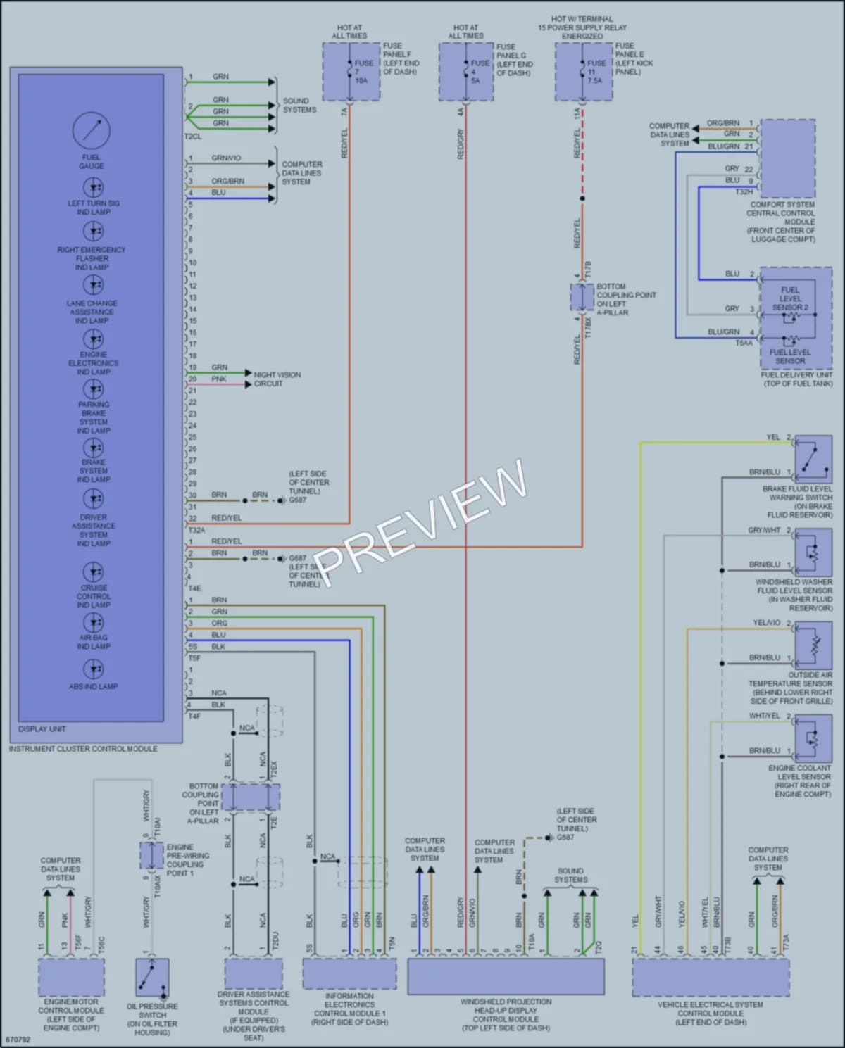 2019 Audi A7 Instrument Cluster wiring diagram preview