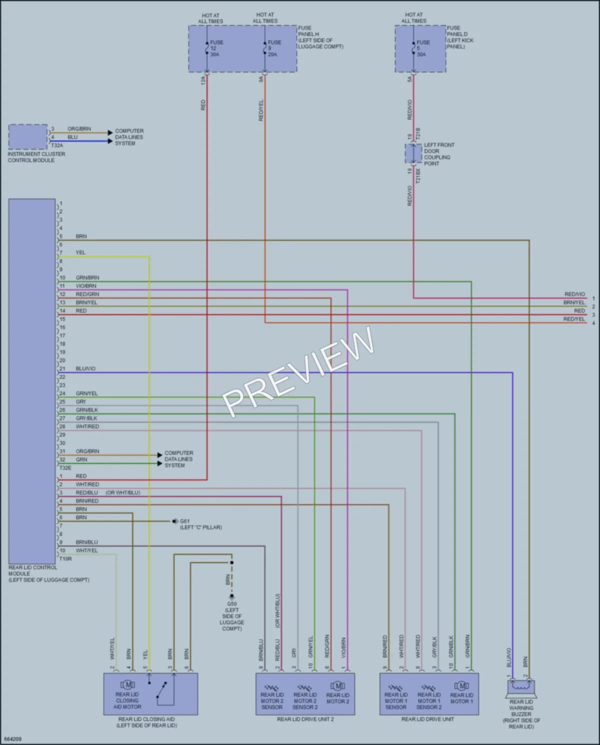 2019 Audi A7 Trunk Tailgate Fuel Door wiring diagram preview