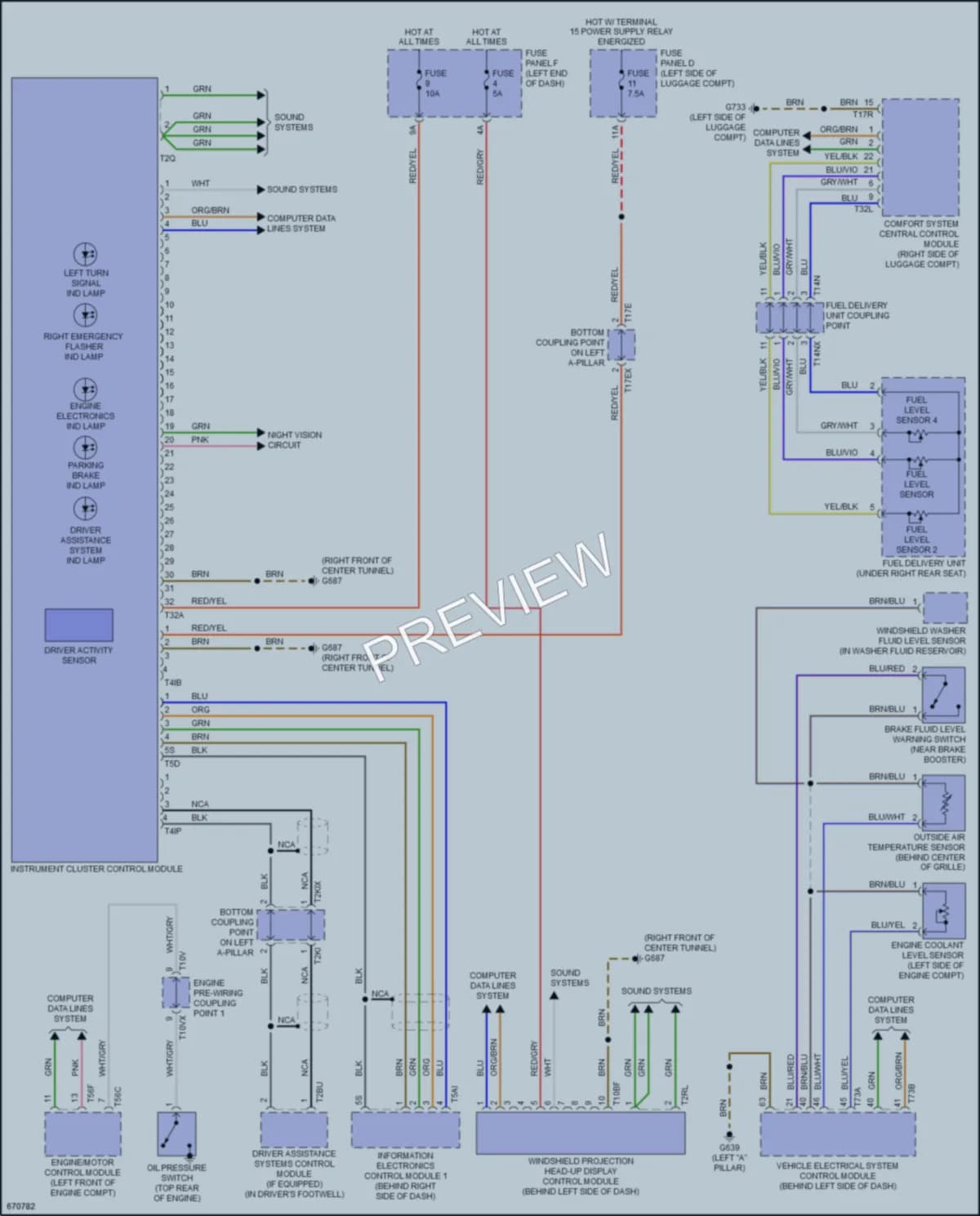 2019 Audi A8 Instrument Cluster wiring diagram preview