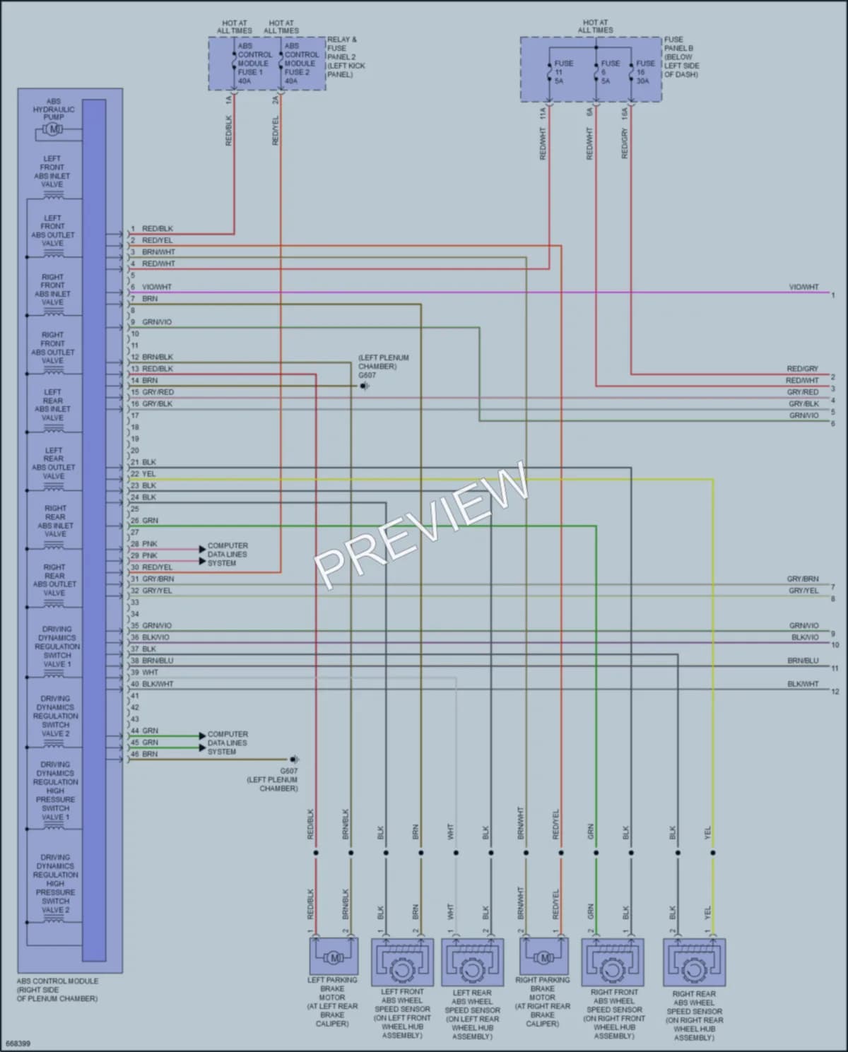 2019 Audi A8L Anti Lock Brakes wiring diagram preview